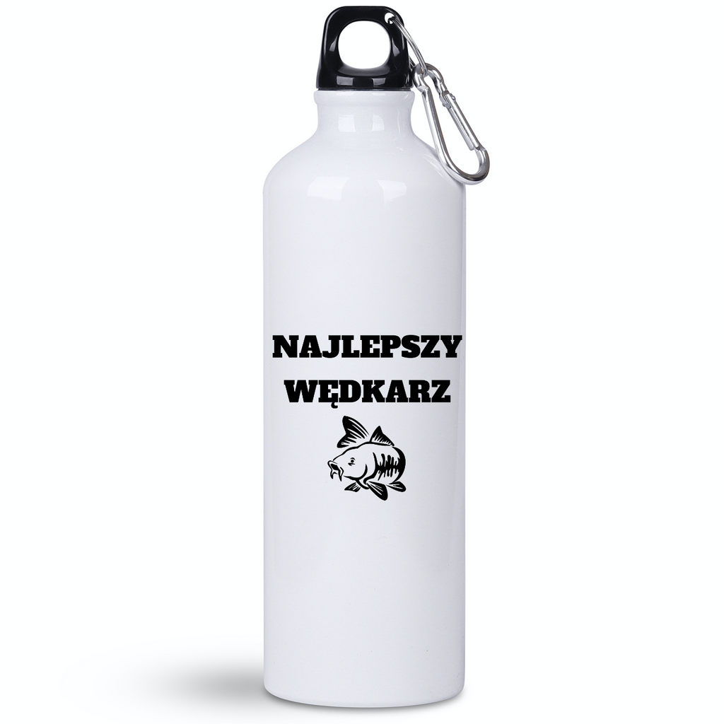 Butelka biała 800 ml z nadrukiem "Najlepszy wędkarz" – wędkarstwo #7