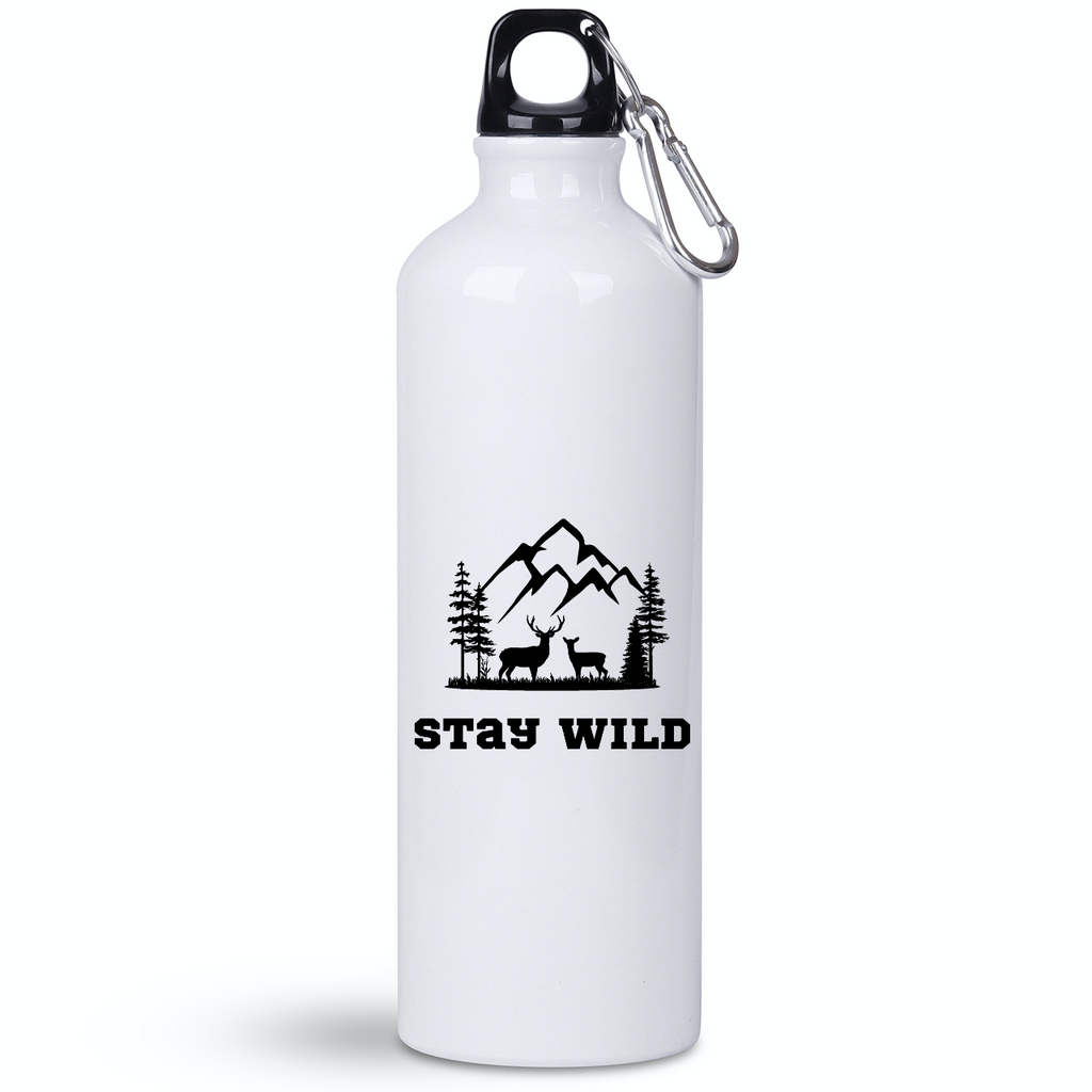 Butelka biała 800 ml z nadrukiem „Stay wild” - podróż, przyroda, przygoda #4