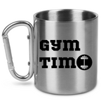 Kubek metalowy srebrny karabińczyk z nadrukiem "Gym Time" - na siłownię #1