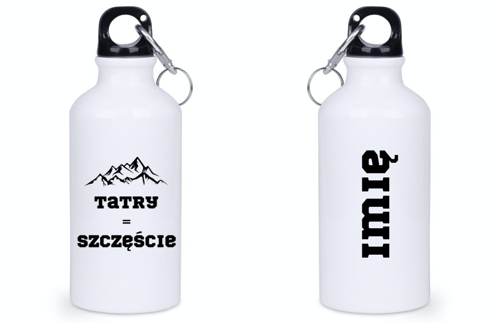 Butelka biała 400 ml z nadrukiem „Tatry = Szczęście” – Podhale, Zakopane, góry #4