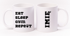 Kubek biały z nadrukiem "Eat Sleep Gym Repeat" – na prezent, siłownia #6