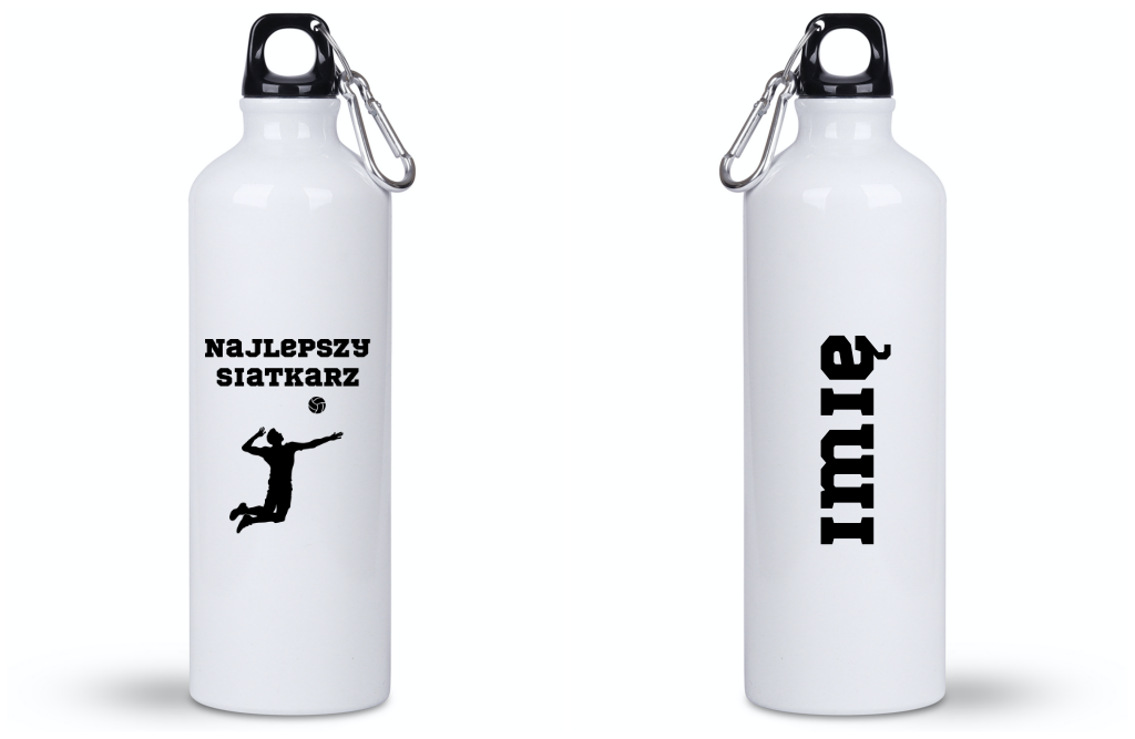 Butelka biała 800 ml z nadrukiem "Najlepszy Siatkarz" – siatkówka #7