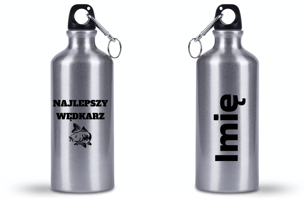 Butelka srebrna 500 ml z nadrukiem "Najlepszy wędkarz" – wędkarstwo #6