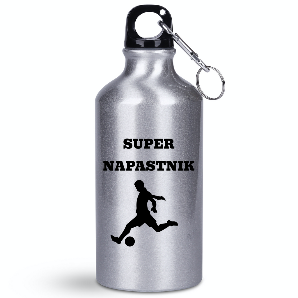 Butelka srebrna 400 ml z napisem "Super Napastnik" – piłka nożna #7