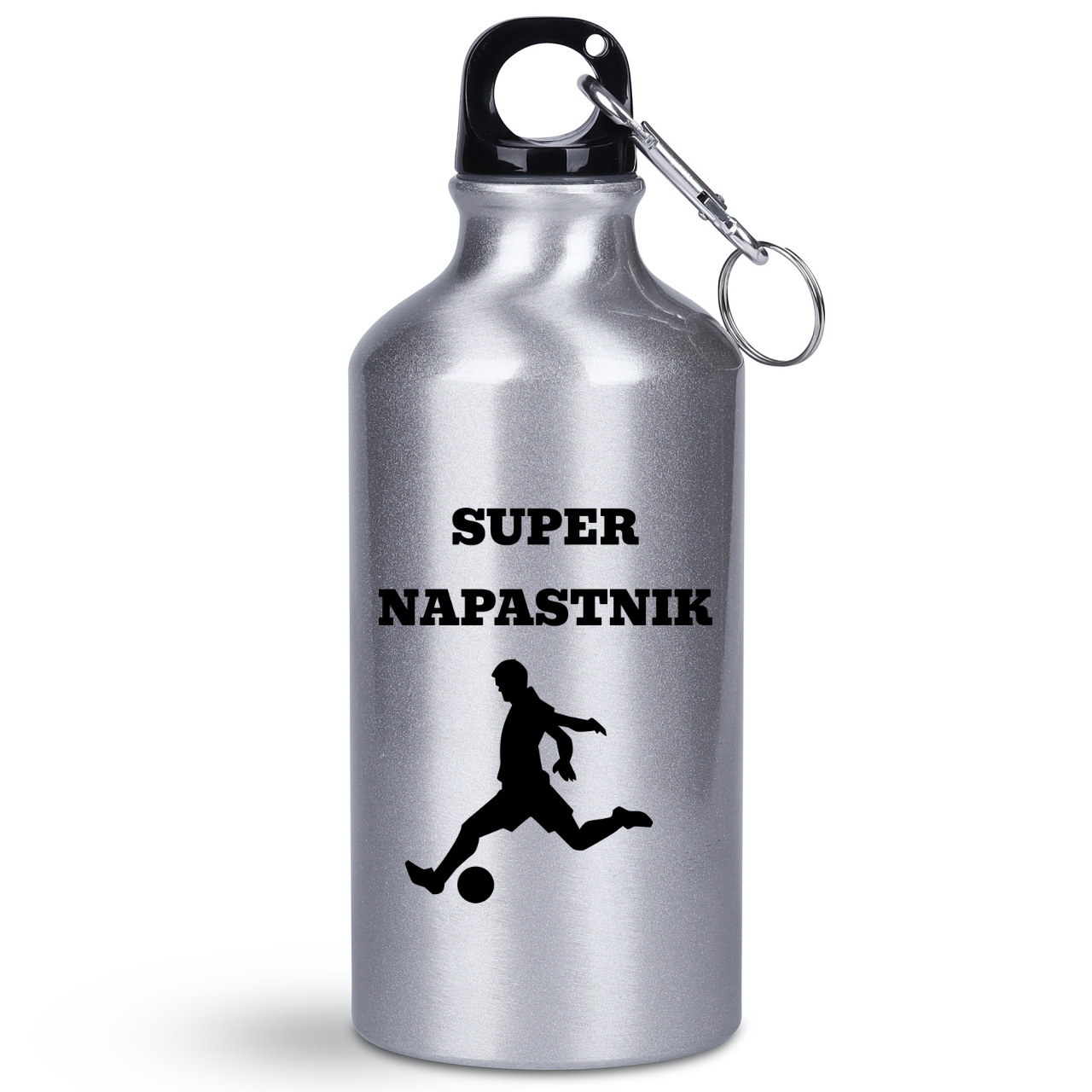 Butelka srebrna 400 ml z napisem "Super Napastnik" – piłka nożna #7