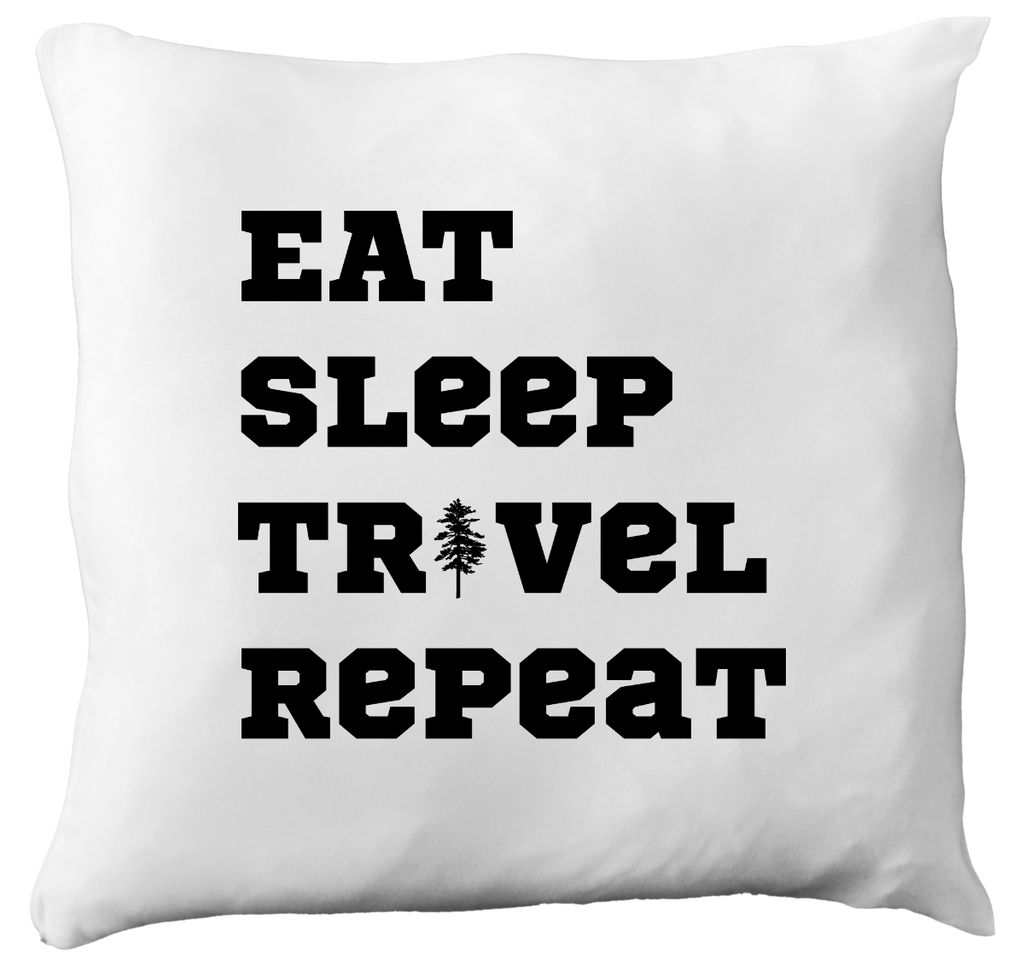 Poduszka z nadrukiem „Eat Sleep Travel Repeat” – podróże, przygoda, wyprawa #5