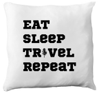 Poduszka z nadrukiem „Eat Sleep Travel Repeat” – podróże, przygoda, wyprawa #5