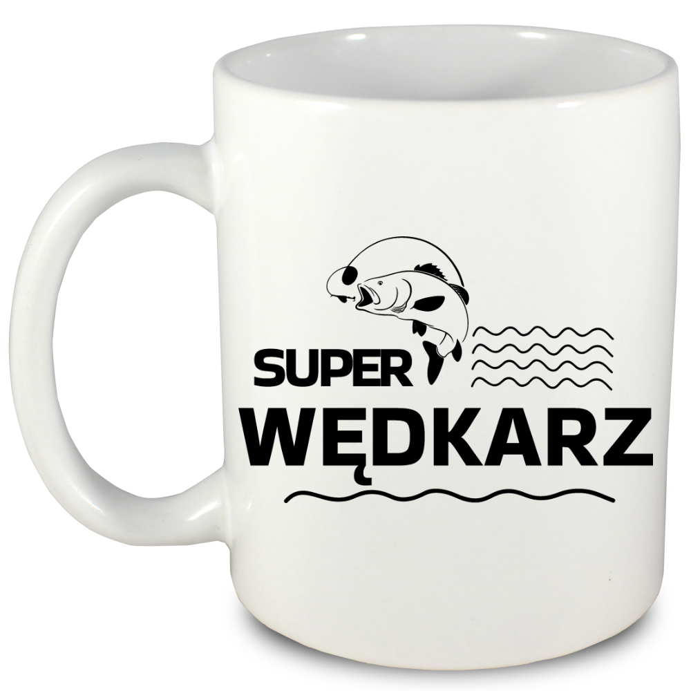 Kubek biały z nadrukiem: "Super Wędkarz" - wędkarstwo #11
