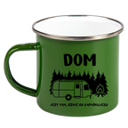 Kubek emaliowany zielony z nadrukiem "Dom jest tam, gdzie go zaparkujesz" – camping #6