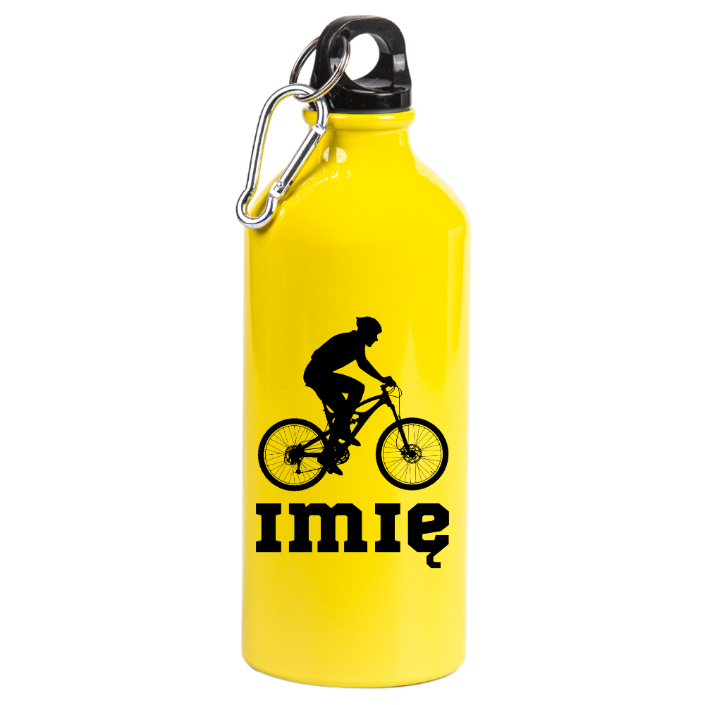 Bidon żółty 600 ml z grafiką roweru oraz dowolnym imieniem - dla rowerzysty #5