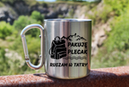 Kubek karabińczyk srebrny z nadrukiem "Pakuję plecak, ruszam w Tatry" - Zakopane, Podhale, góry #1
