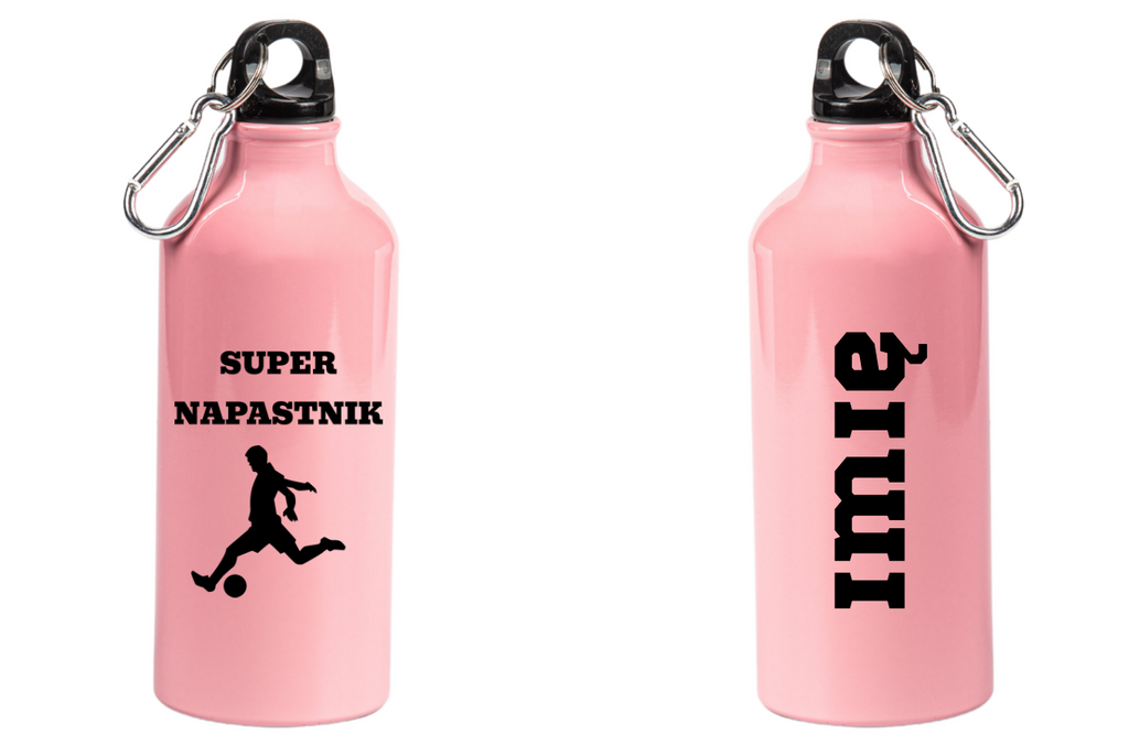 Butelka różowa 600 ml z napisem "Super Napastnik" #6