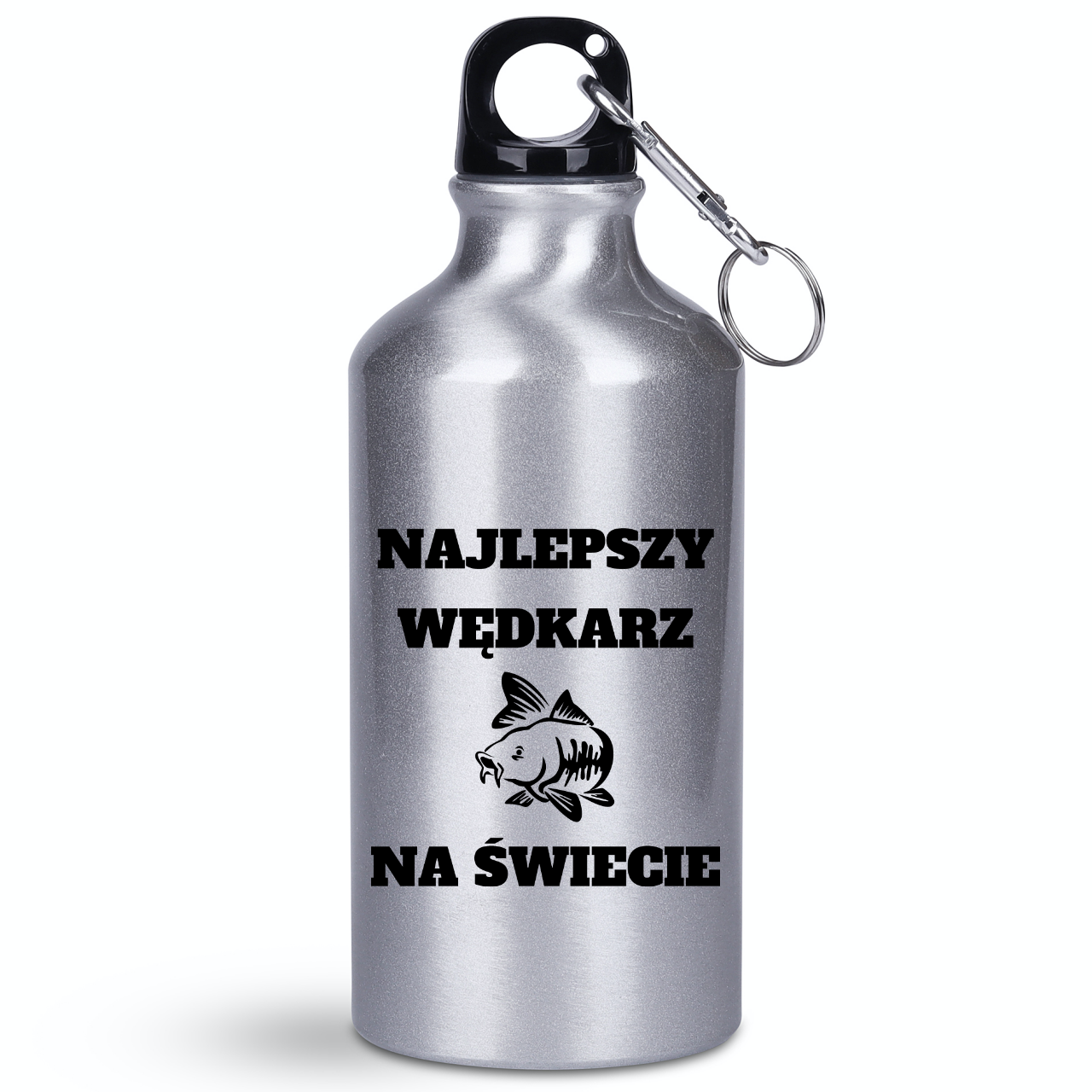 Butelka srebrna 400 ml z nadrukiem "Najlepszy wędkarz na świecie" – wędkarstwo #6