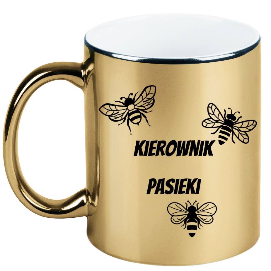 Kubek złoty z nadrukiem "Kierownik pasieki" - pszczelarstwo #2