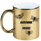 Kubek złoty z nadrukiem "Kierownik pasieki" - pszczelarstwo #2