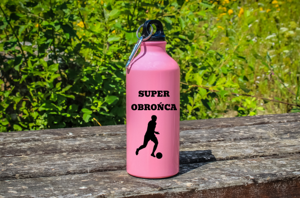 Butelka różowa 600 ml z napisem "Super Obrońca" #5