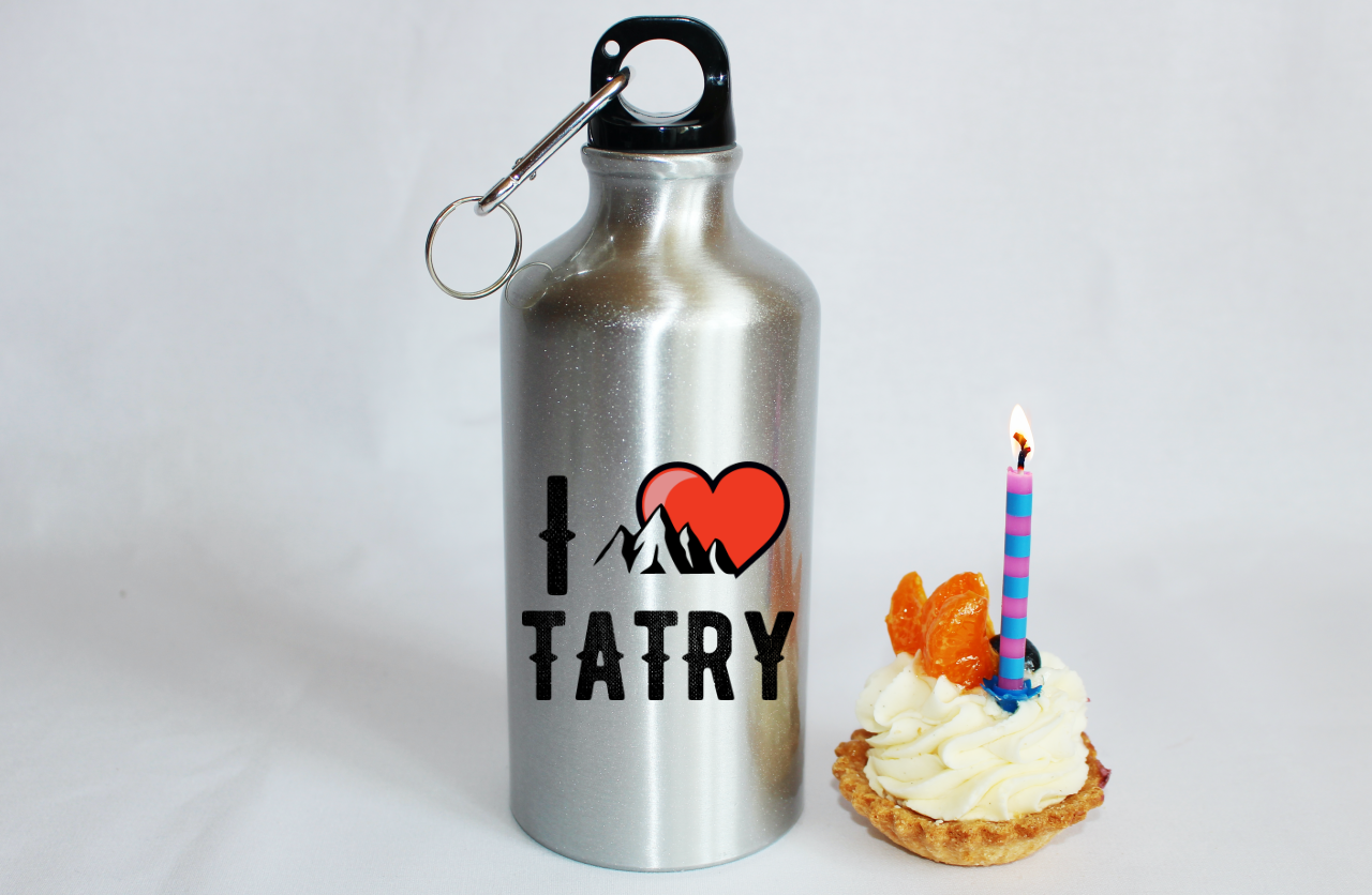 Bidon srebrny 500 ml z grafiką „I love Tatry” – góry, Podhale, Zakopane #9