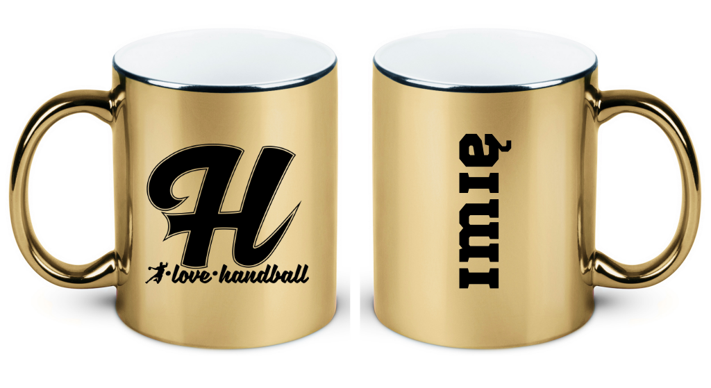 Kubek złoty z literą "H" oraz napisem "I LOVE HANDBALL" #2