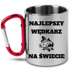 Kubek z czerwonym karabińczykiem i nadrukiem "Najlepszy wędkarz na świecie" - wędkarstwo #7