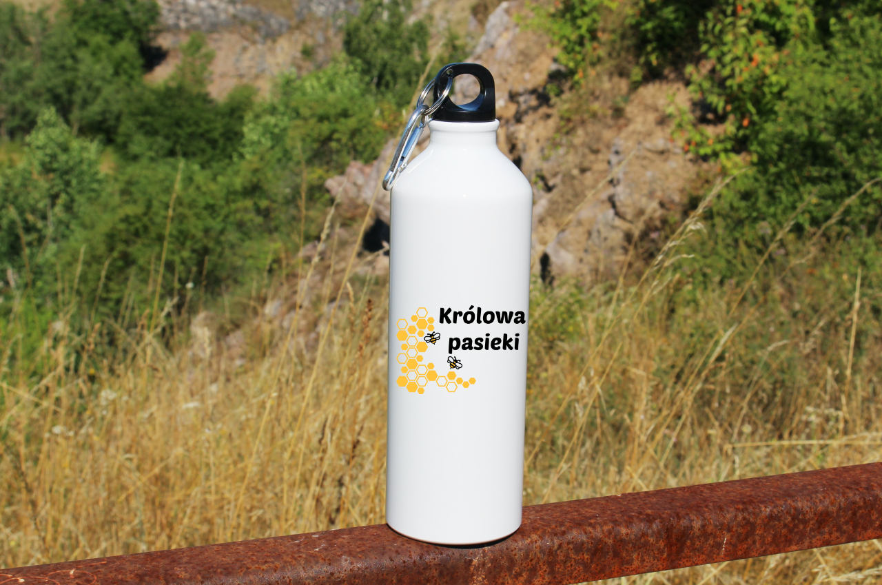 Bidon biały 800 ml z nadrukiem „Królowa pasieki” – pszczelarstwo #9