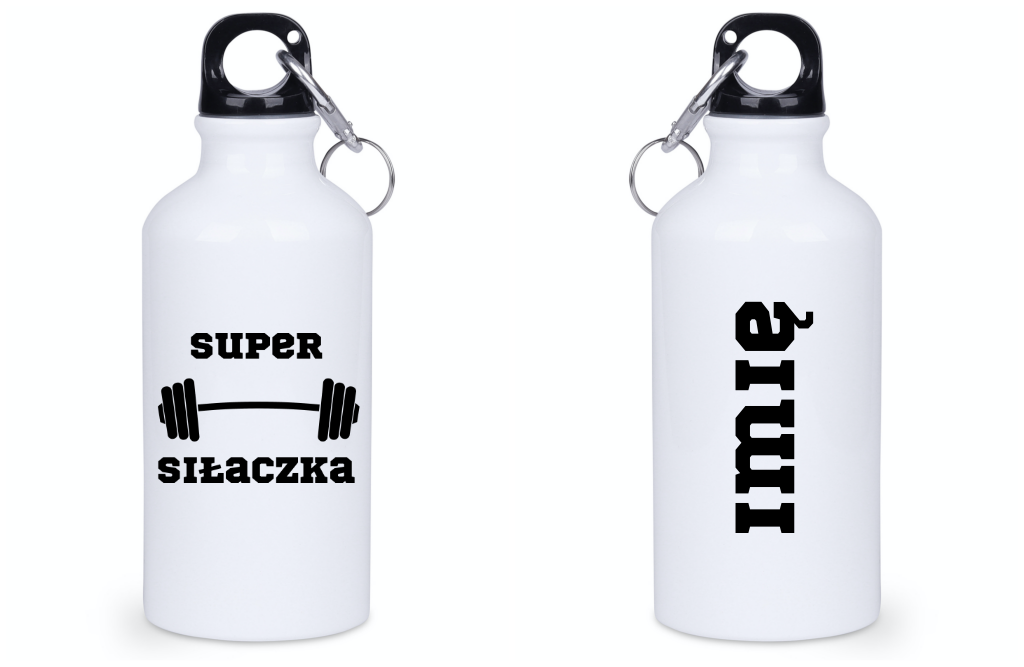 Bidon biały 400 ml na siłownię z nadrukiem „Super Siłaczka” – siłownia #2