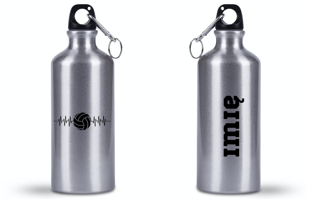 Butelka srebrna 500 ml z grafiką siatkarskie EKG - siatkówka #1
