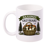 Kubek biały z nadrukiem „Najlepszy Grzybiarz” z imieniem do wyboru – grzyby #5