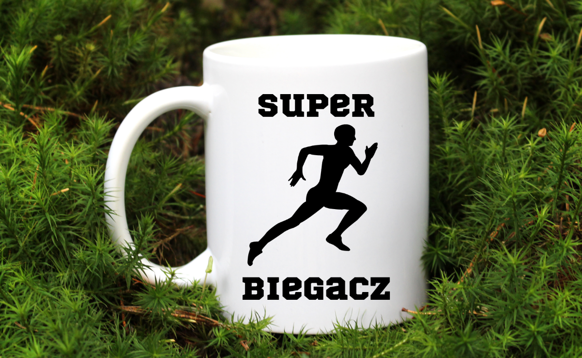 Kubek biały z nadrukiem "Super Biegacz" – bieganie #7