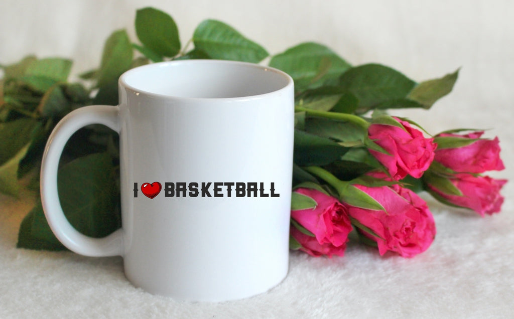 Kubek biały z nadrukiem "I LOVE BASKETBALL" - koszykówka #3