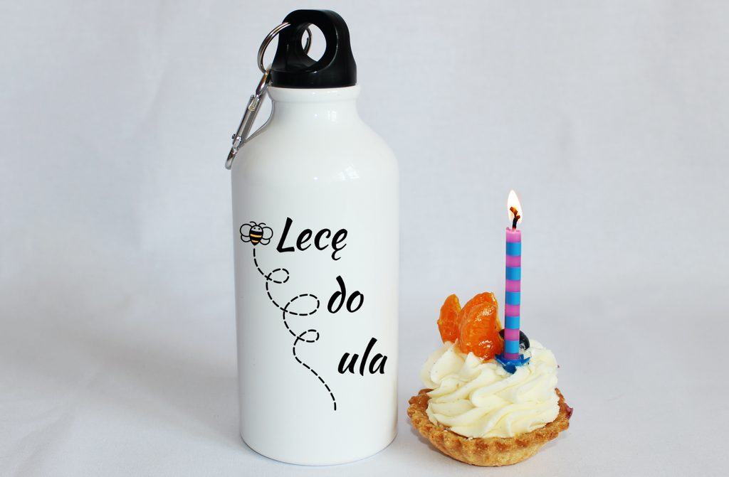 Bidon biały 400 ml z nadrukiem „Lecę do ula” – pszczelarstwo #7
