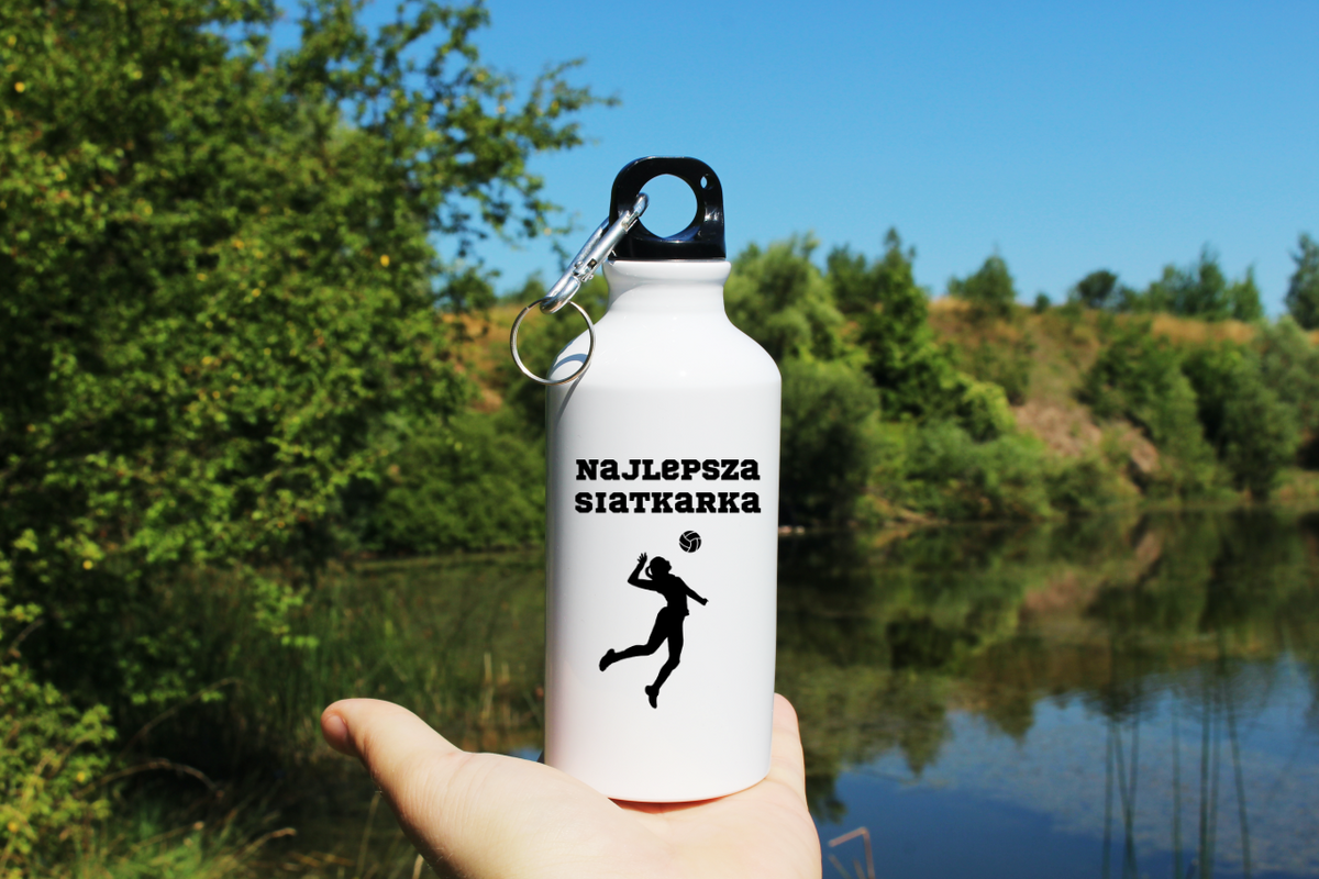 Bidon biały 400 ml z nadrukiem "Najlepsza Siatkarka" – siatkówka #6