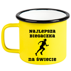 Kubek emaliowany żółty z nadrukiem "Najlepsza biegaczka na świecie" #2
