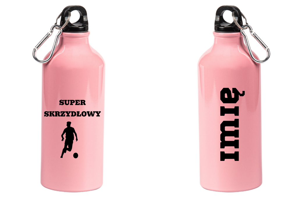 Butelka różowa 600 ml z napisem "Super Skrzydłowy" #1