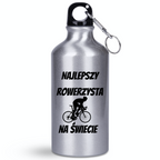 Butelka srebrna 400 ml z nadrukiem „Najlepszy rowerzysta na świecie” – dla rowerzysty #7