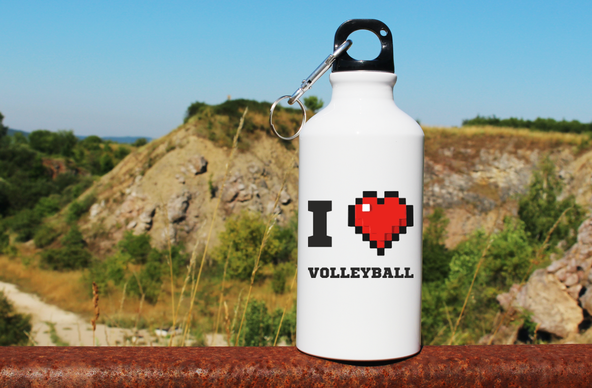 Bidon biały 400 ml z nadrukiem "I LOVE VOLLEYBALL" - siatkówka #1