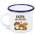 Kubek emaliowany biały z nadrukiem „Ekipa na grzyby!” i grafikami grzybów #11