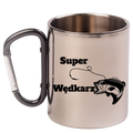 Kubek metalowy 300 ml z czarnym karabińczykiem i nadrukiem "Super Wędkarz" #5