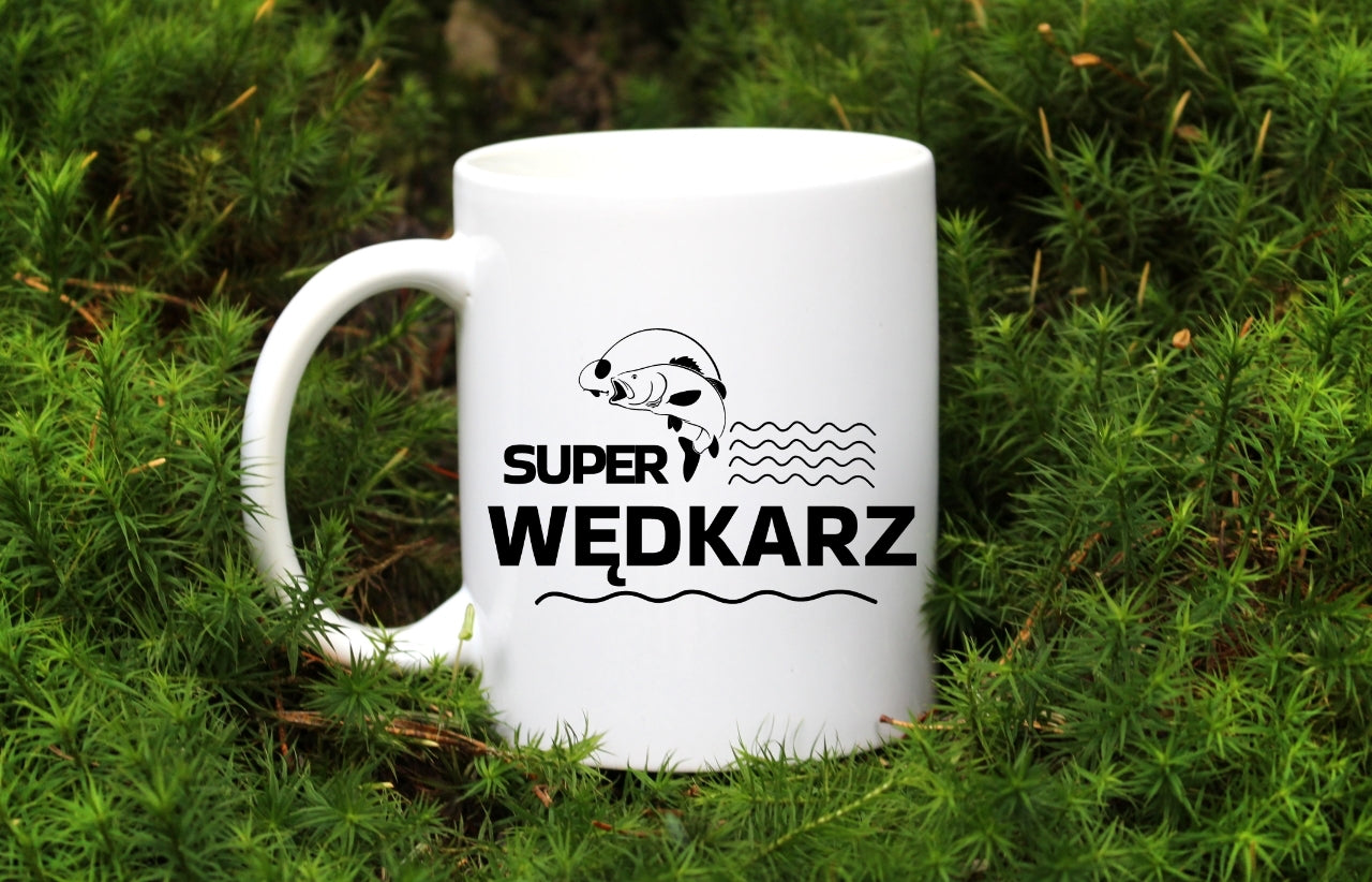 Kubek biały z nadrukiem: "Super Wędkarz" - wędkarstwo #11