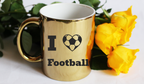 Kubek złoty z nadrukiem "I love Football" - piłka nożna #3