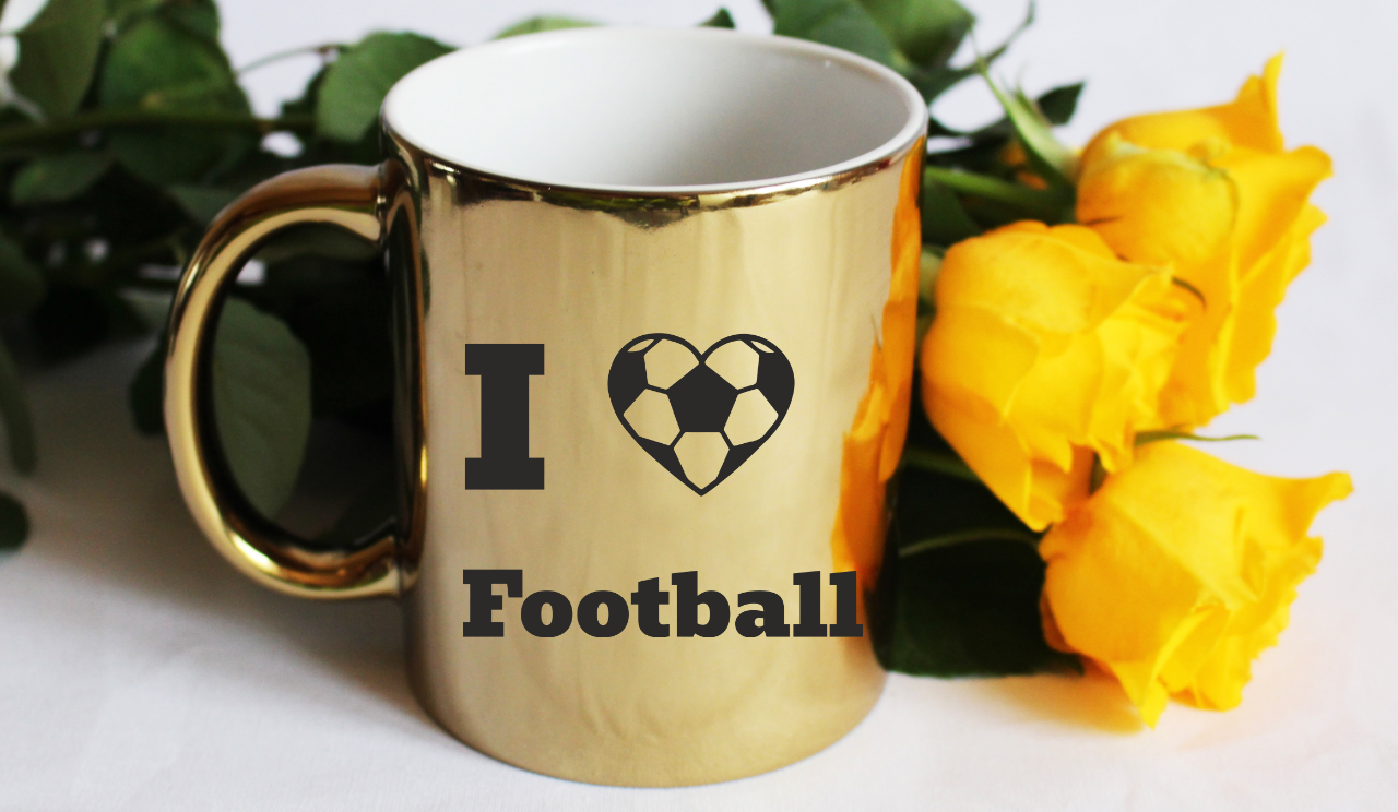 Kubek złoty z nadrukiem "I love Football" - piłka nożna #3