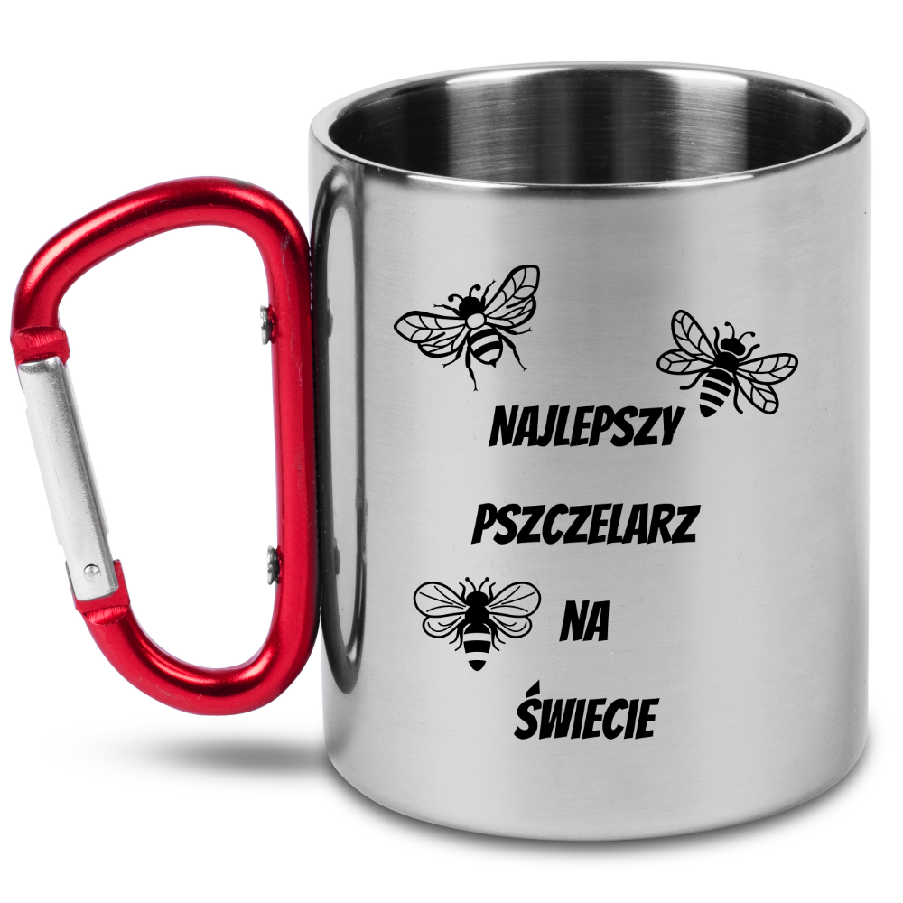 Kubek czerwony karabińczykiem z nadrukiem "Najlepszy pszczelarz na świecie" #1