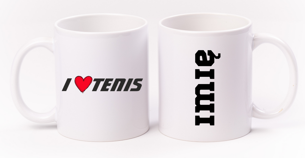 Kubek biały z napisem "I love tenis" #1