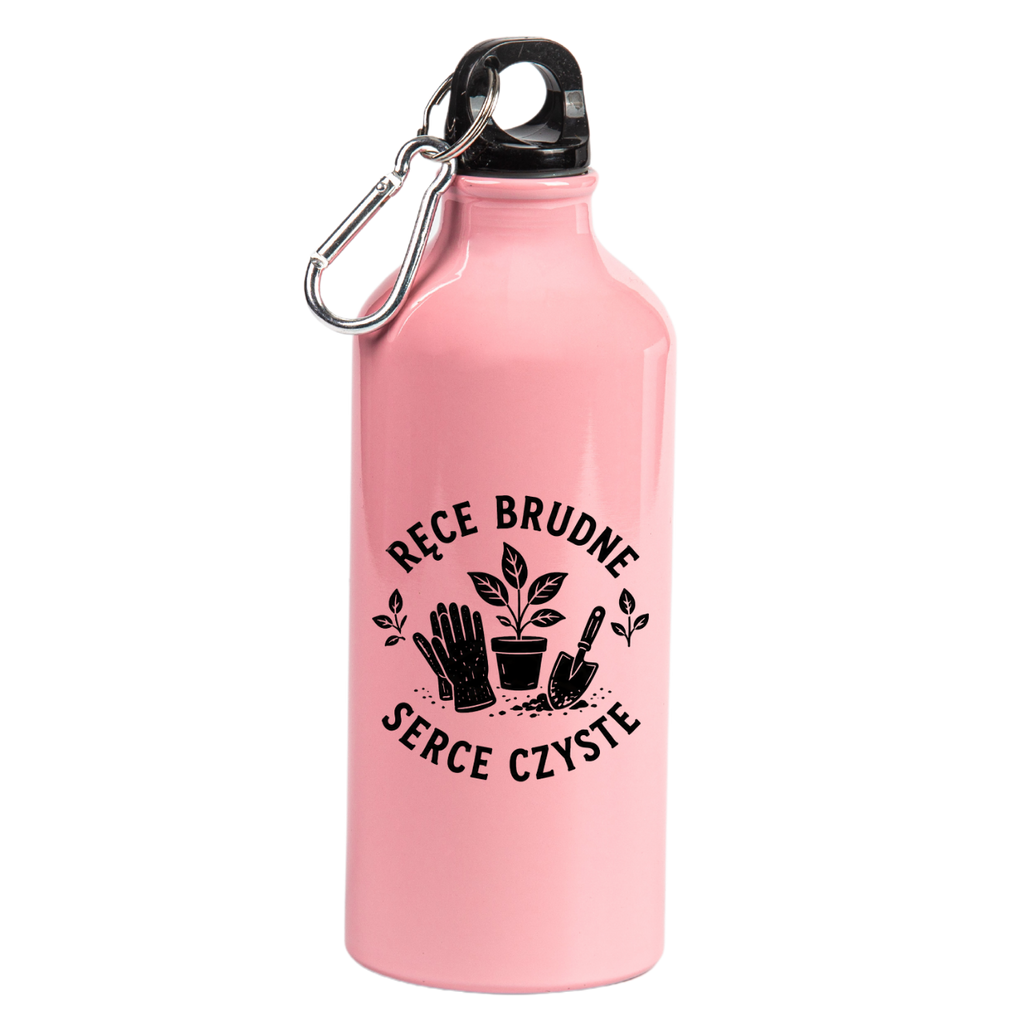 Butelka różowa 600 ml z nadrukiem „Ręce brudne, serce czyste” – do ogrodu #3