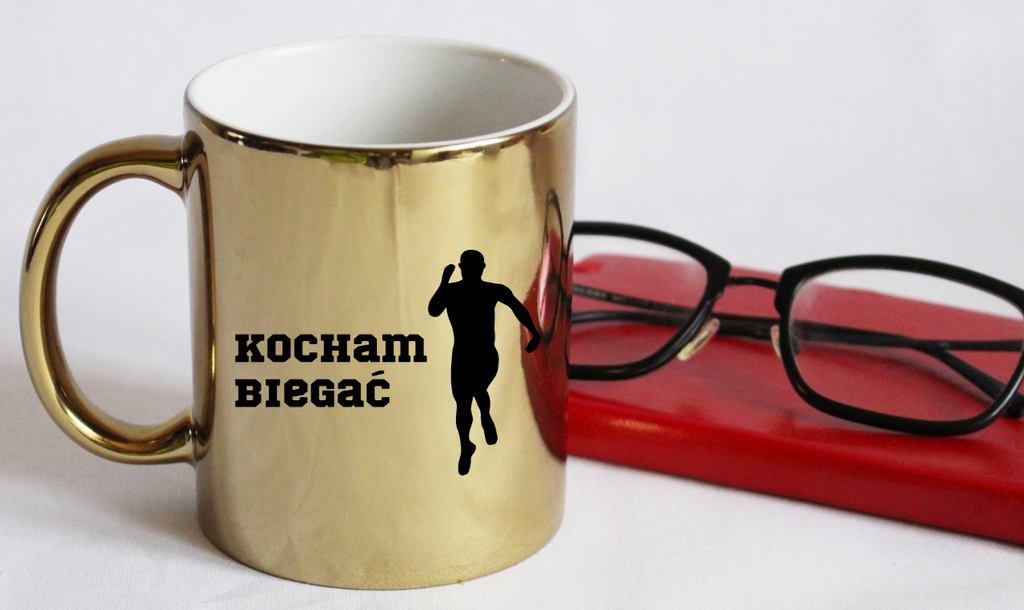 Kubek złoty prezent dla biegacza – nadruk "Kocham Biegać" #3