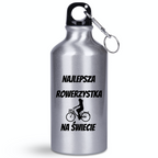 Butelka srebrna 400 ml z nadrukiem „Najlepsza rowerzystka na świecie” – dla rowerzystki #3