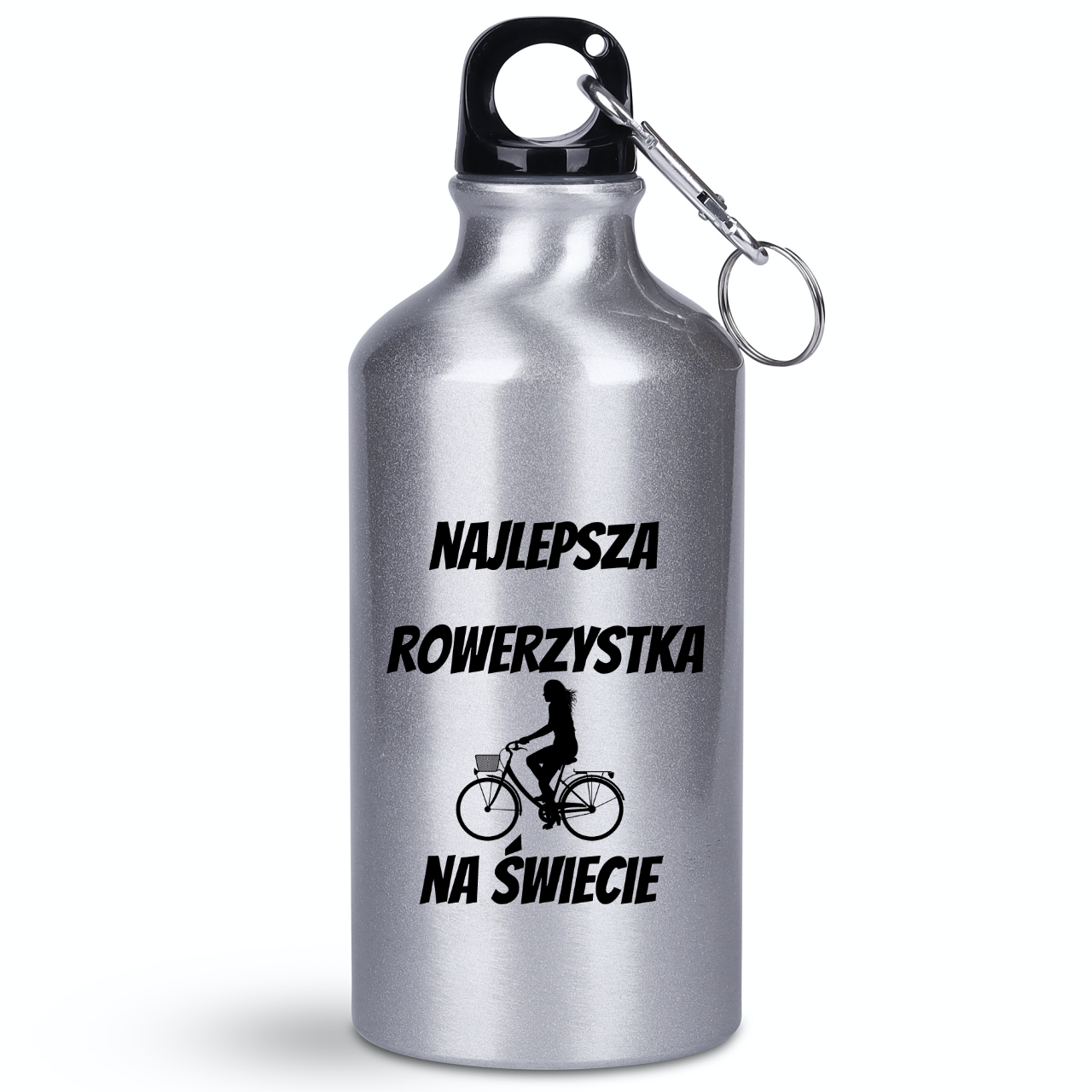 Butelka srebrna 400 ml z nadrukiem „Najlepsza rowerzystka na świecie” – dla rowerzystki #3