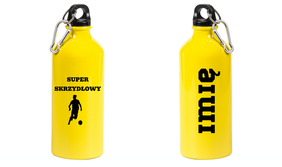 Bidon żółty 600 ml z napisem "Super Skrzydłowy" – piłka nożna #1