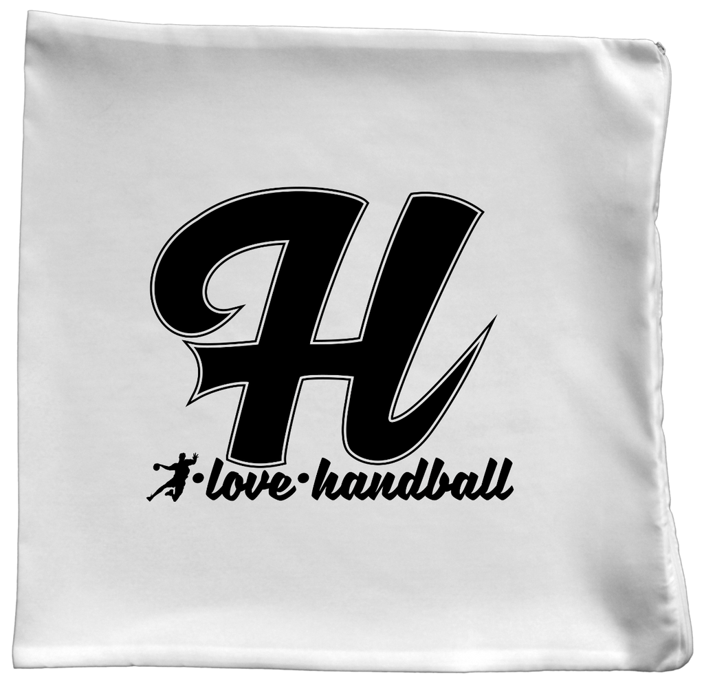 Poduszka z czarną literą H i napisem "I Love Handball" #3