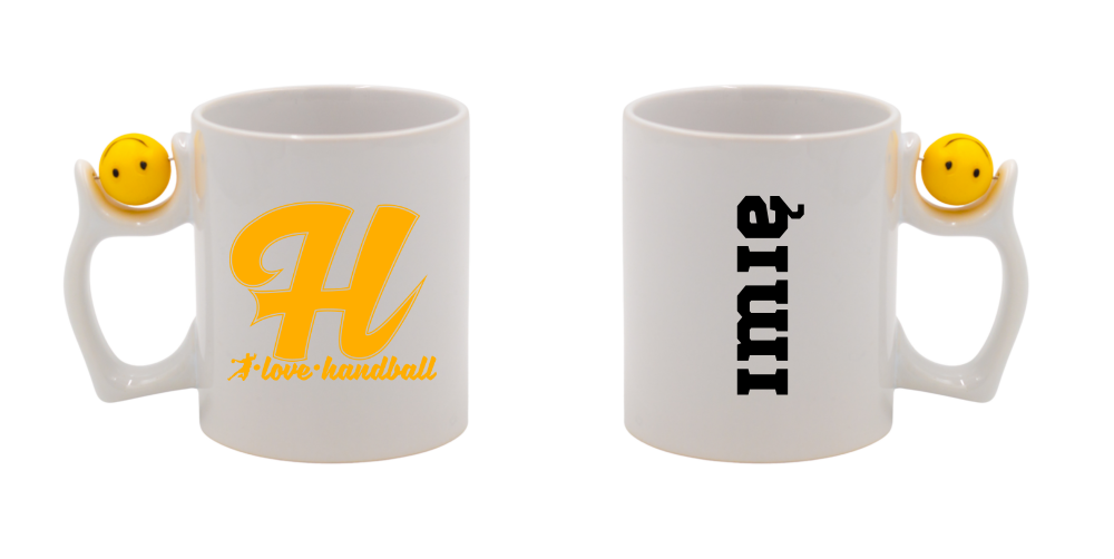 Kubek z piłką, żółtą literą "H" i napisem "I LOVE HANDBALL" #3