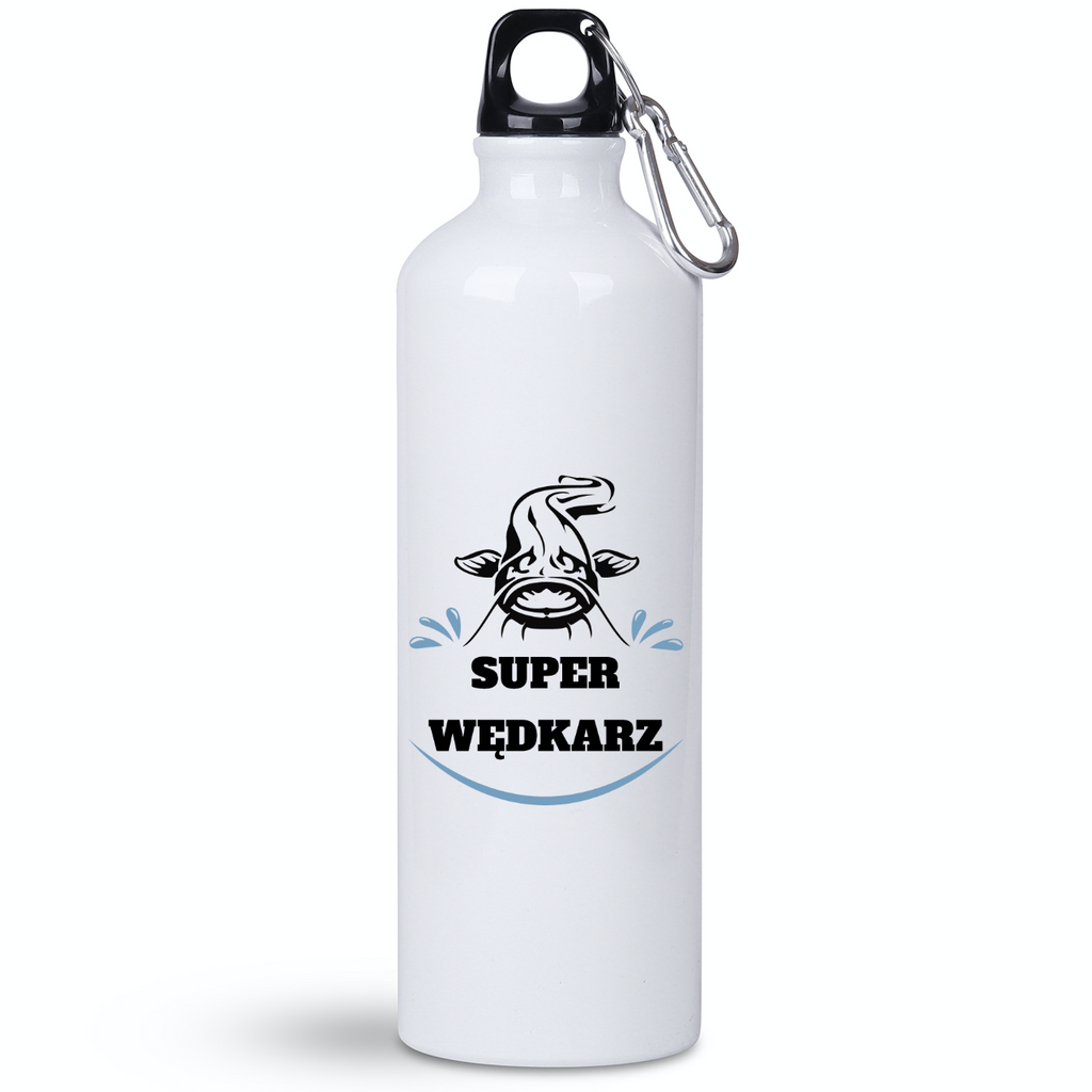 Butelka biała 800 ml z nadrukiem "Super wędkarz" – wędkarstwo #8